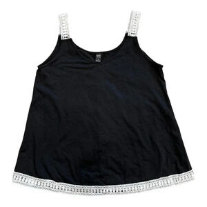 Emery Rose Black Crochet Detail Relaxed Tank Top XS